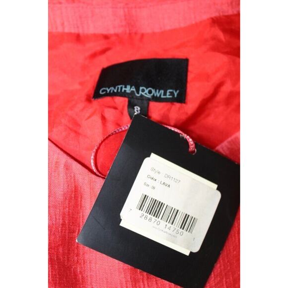 CYNTHIA ROWLEY Sz 8 Lava Red Sleeveless Sheath Dress Open Cutout Back NWT - Picture 3 of 8